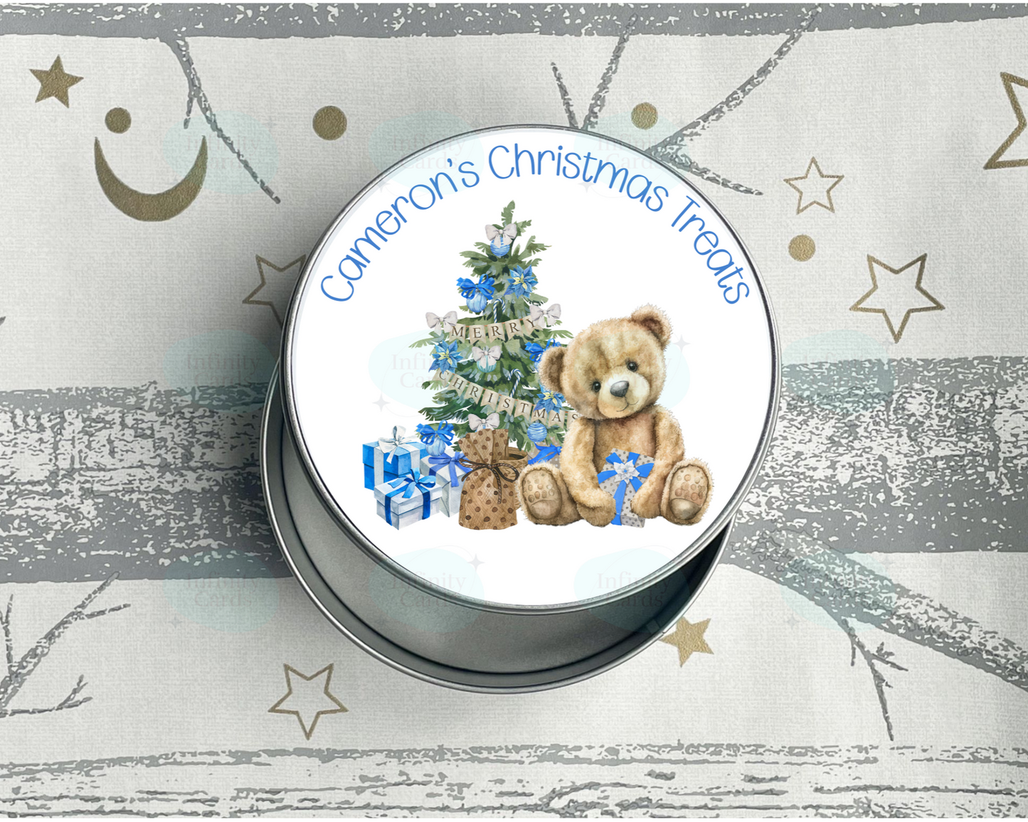Personalised Teddy Bear Christmas Treats Tin