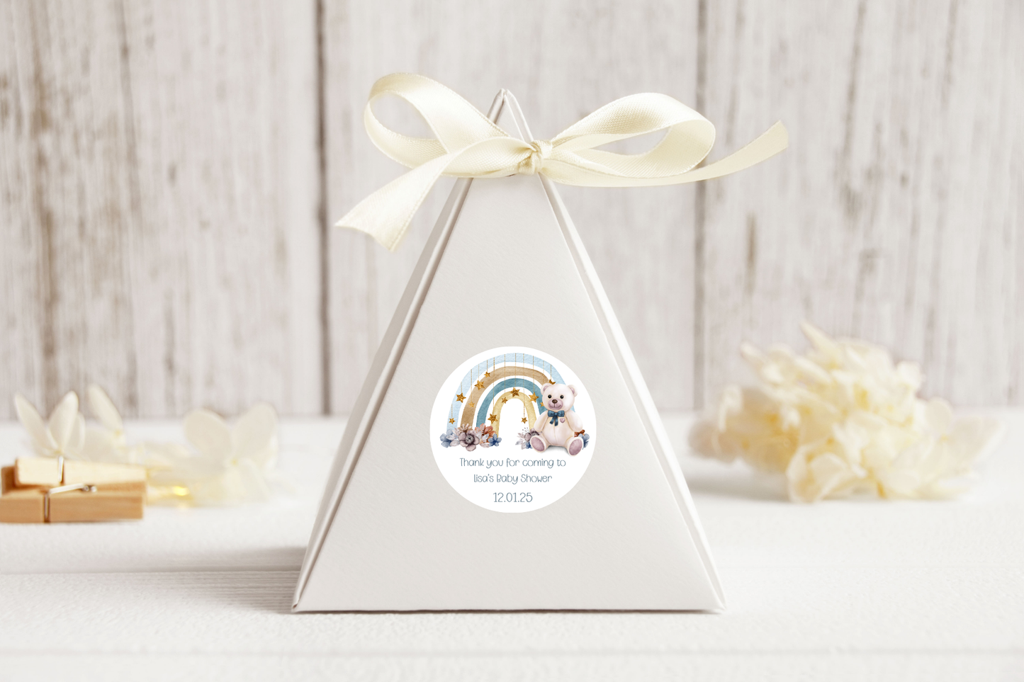24 X Personalised Baby Shower Favour Stickers