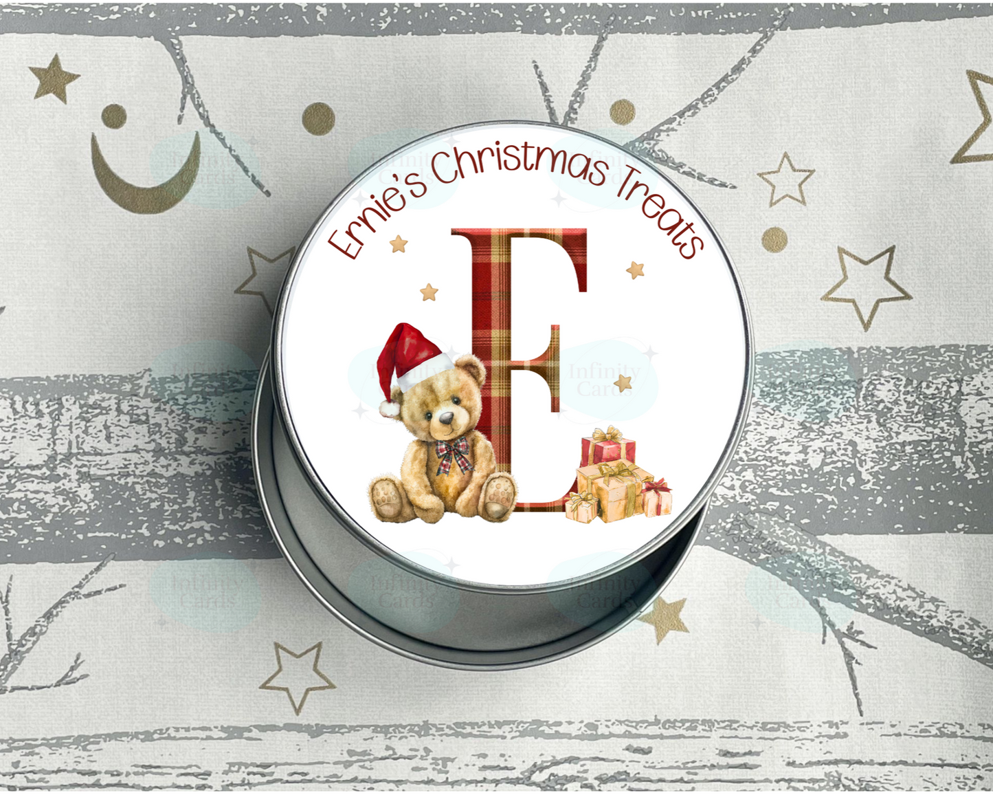 Personalised Teddy Bear Christmas Treats Tin