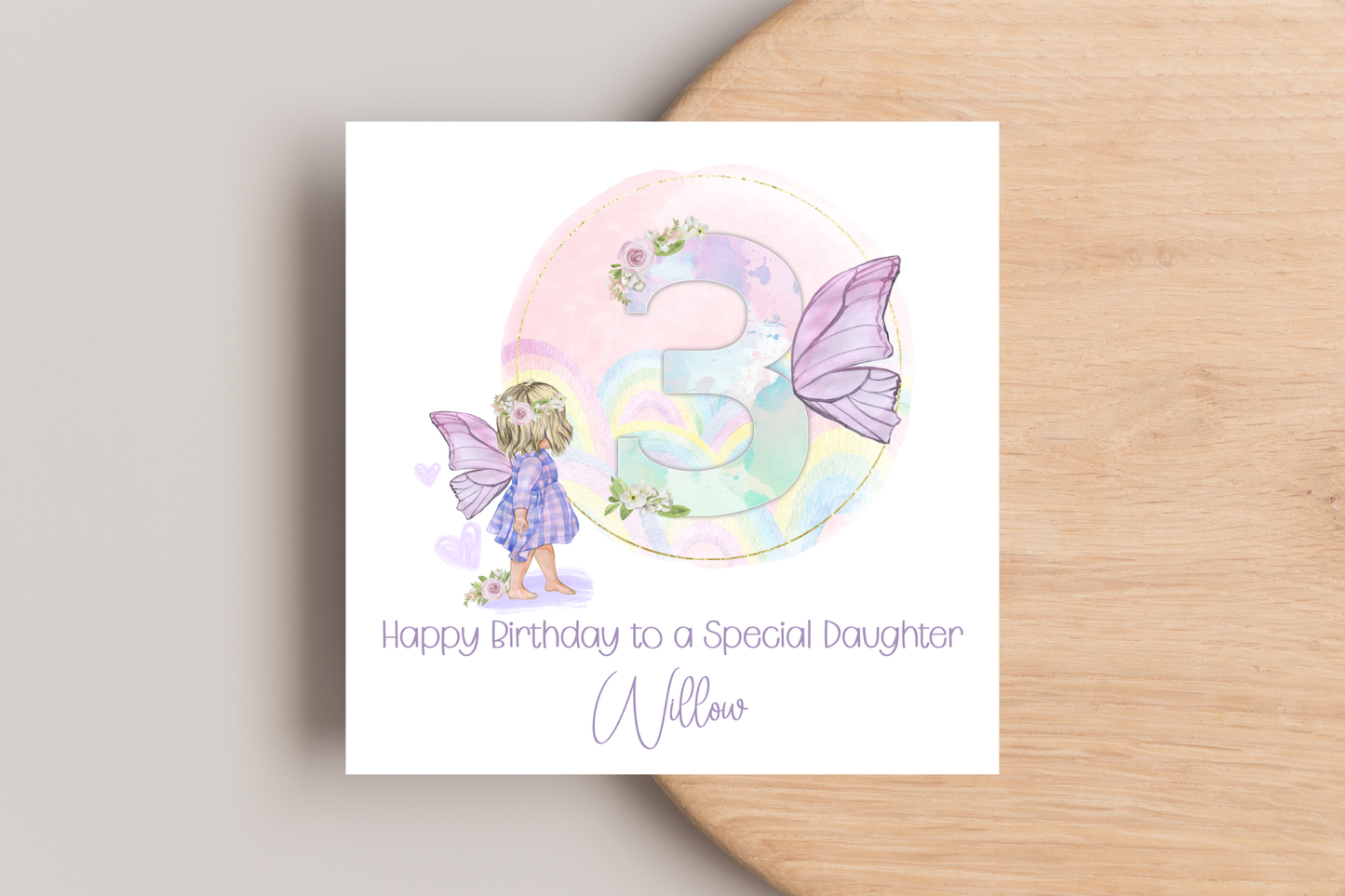 Personalised Pastel Fairy Birthday Card