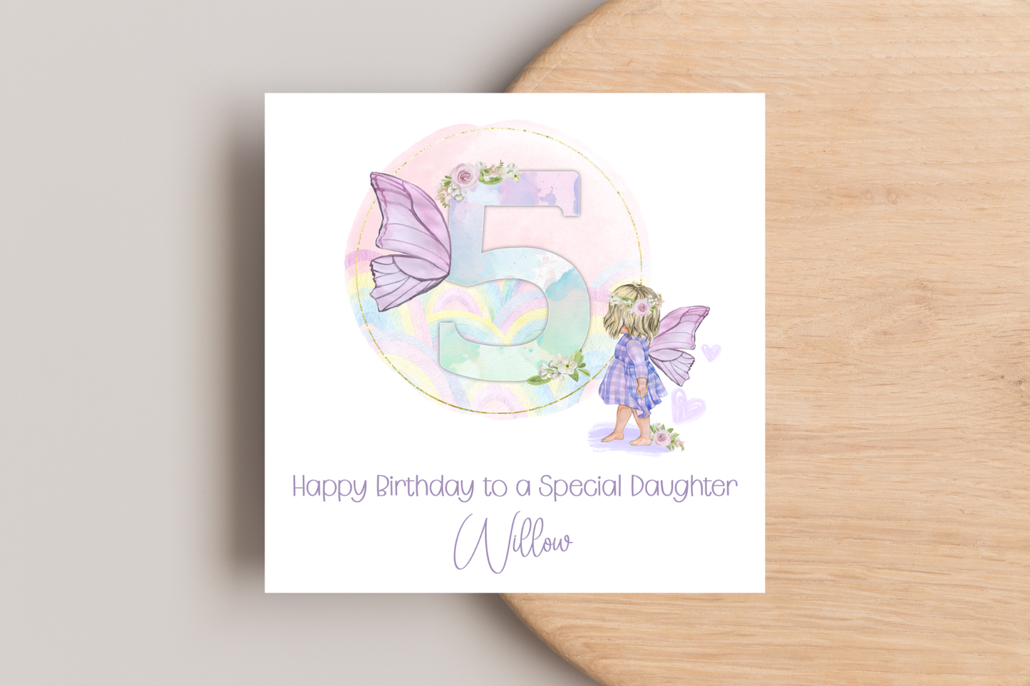 Personalised Pastel Fairy Birthday Card