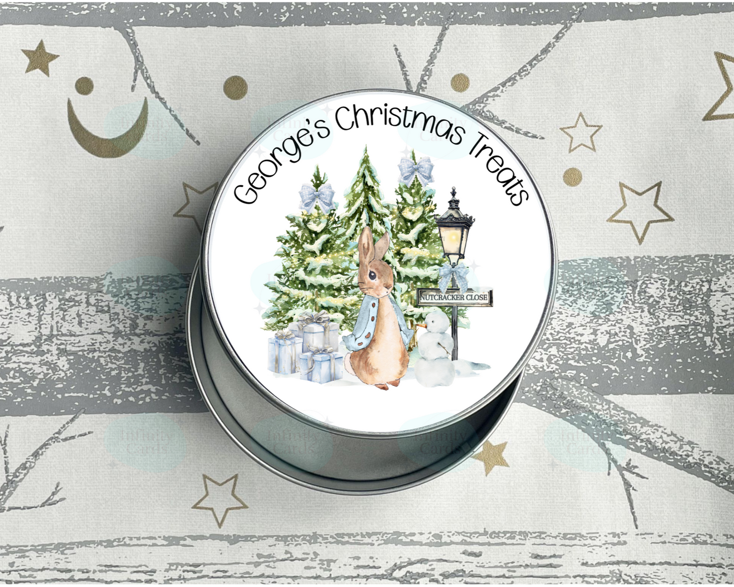 Personalised Peter Rabbit Christmas Treats Tin
