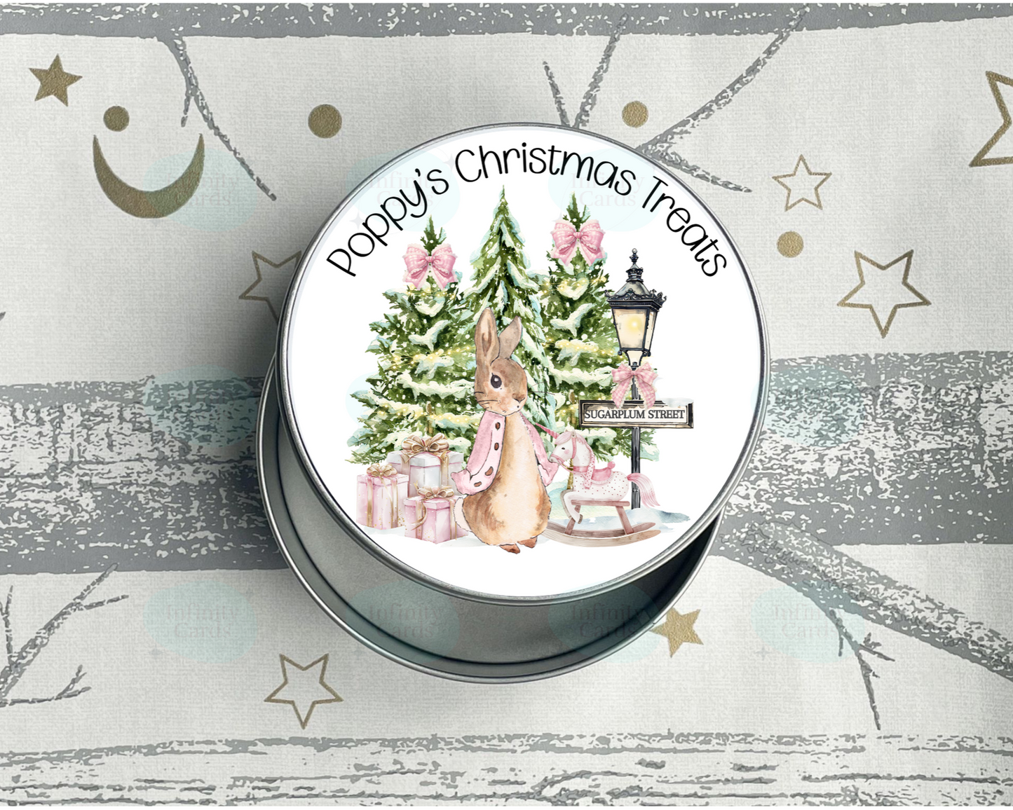 Personalised Peter Rabbit Christmas Treats Tin