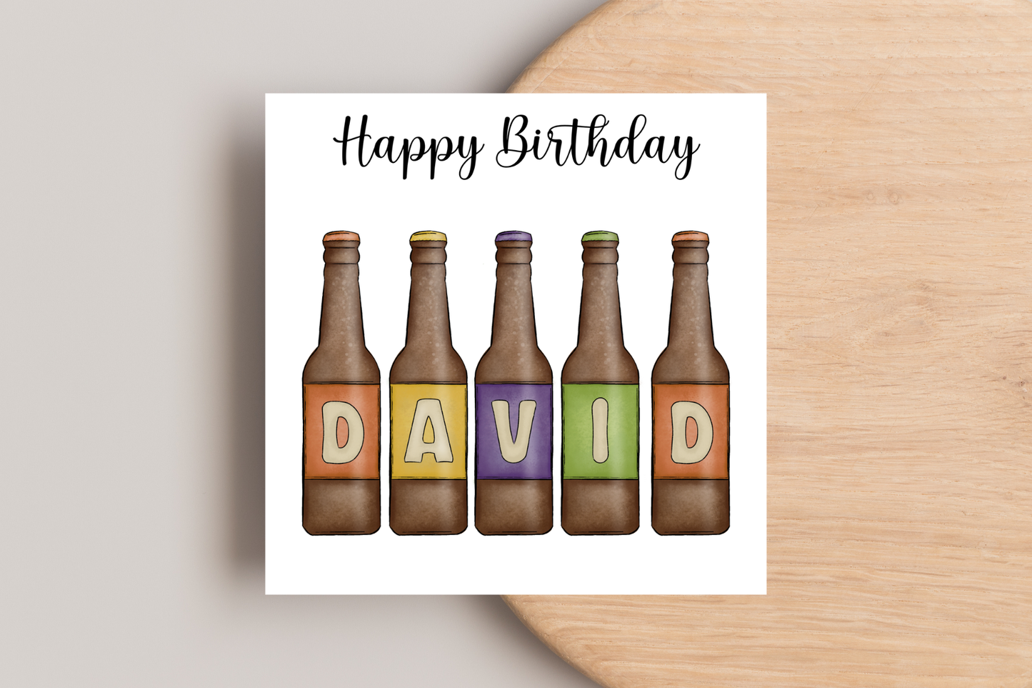 Personalised Brown Beer Bottle Birthday Card