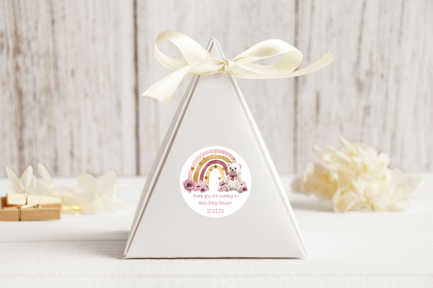 24 X Personalised Baby Shower Favour Stickers