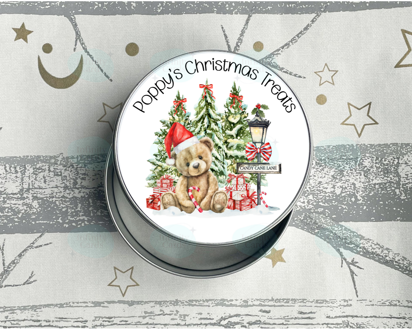 Personalised Teddy Bear Christmas Treats Tin