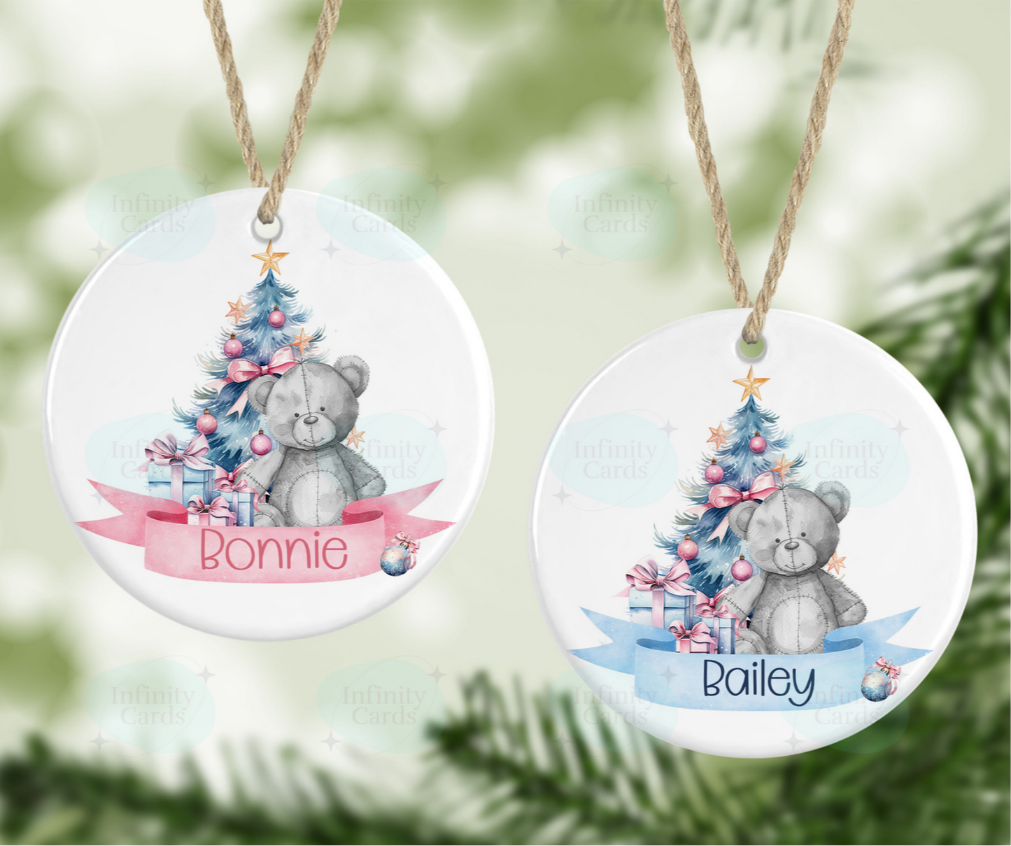 Personalised Bear Christmas Tree Decoration