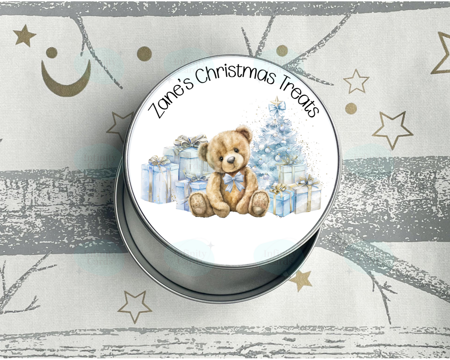 Personalised Teddy Bear Christmas Treats Tin