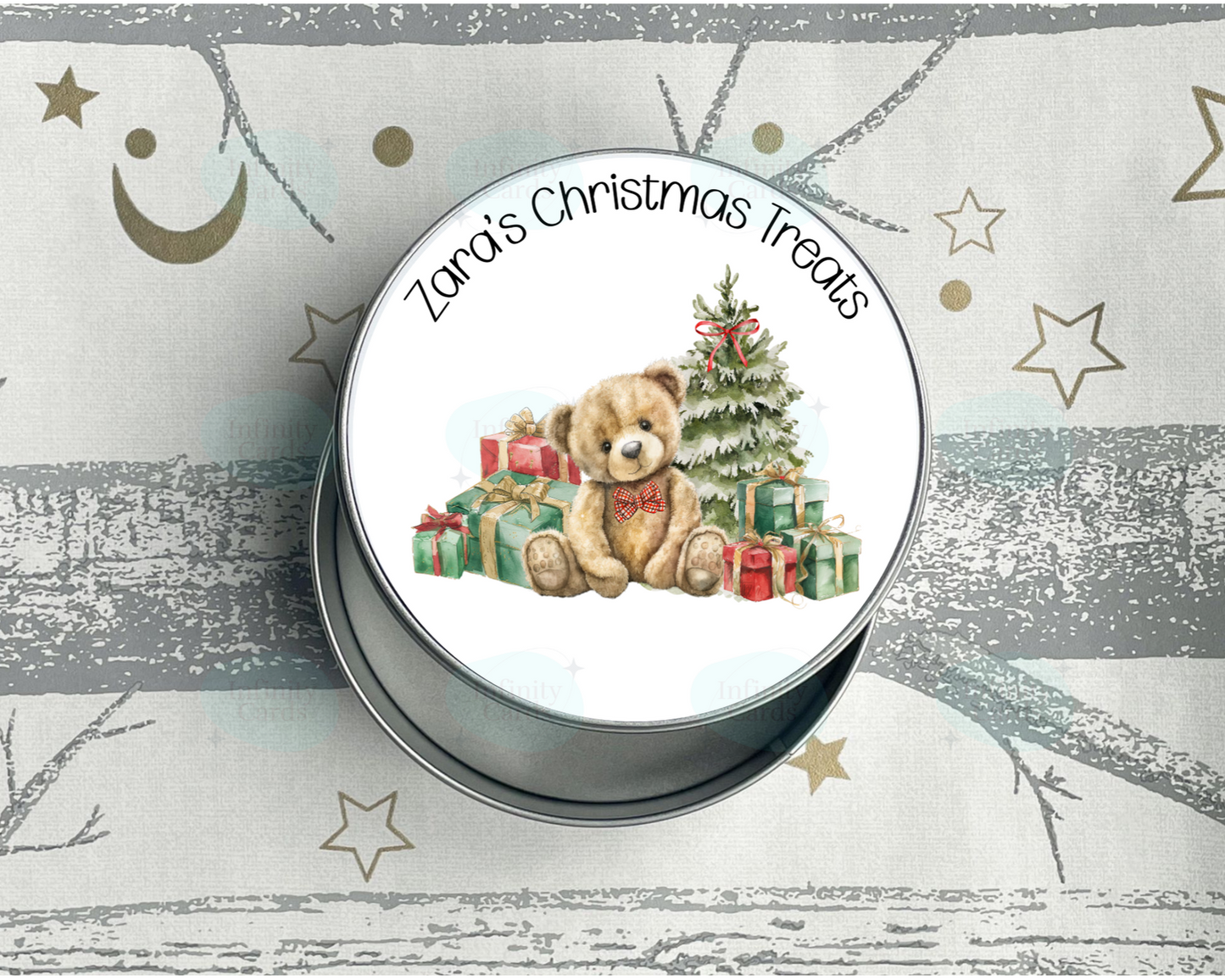 Personalised Teddy Bear Christmas Treats Tin