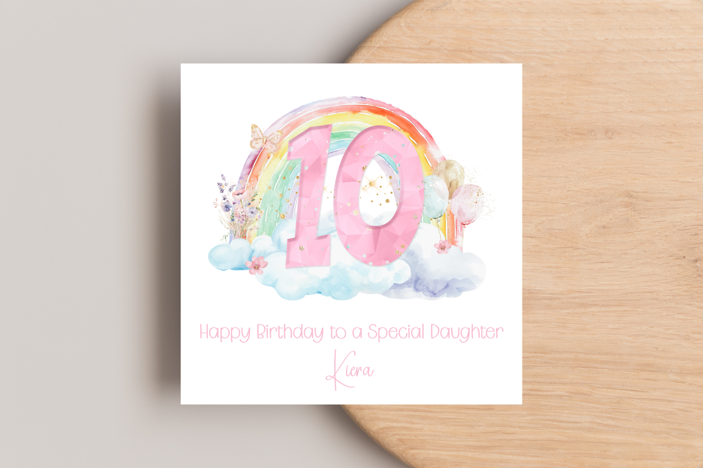 Personalised Girly Rainbow Birthday Card