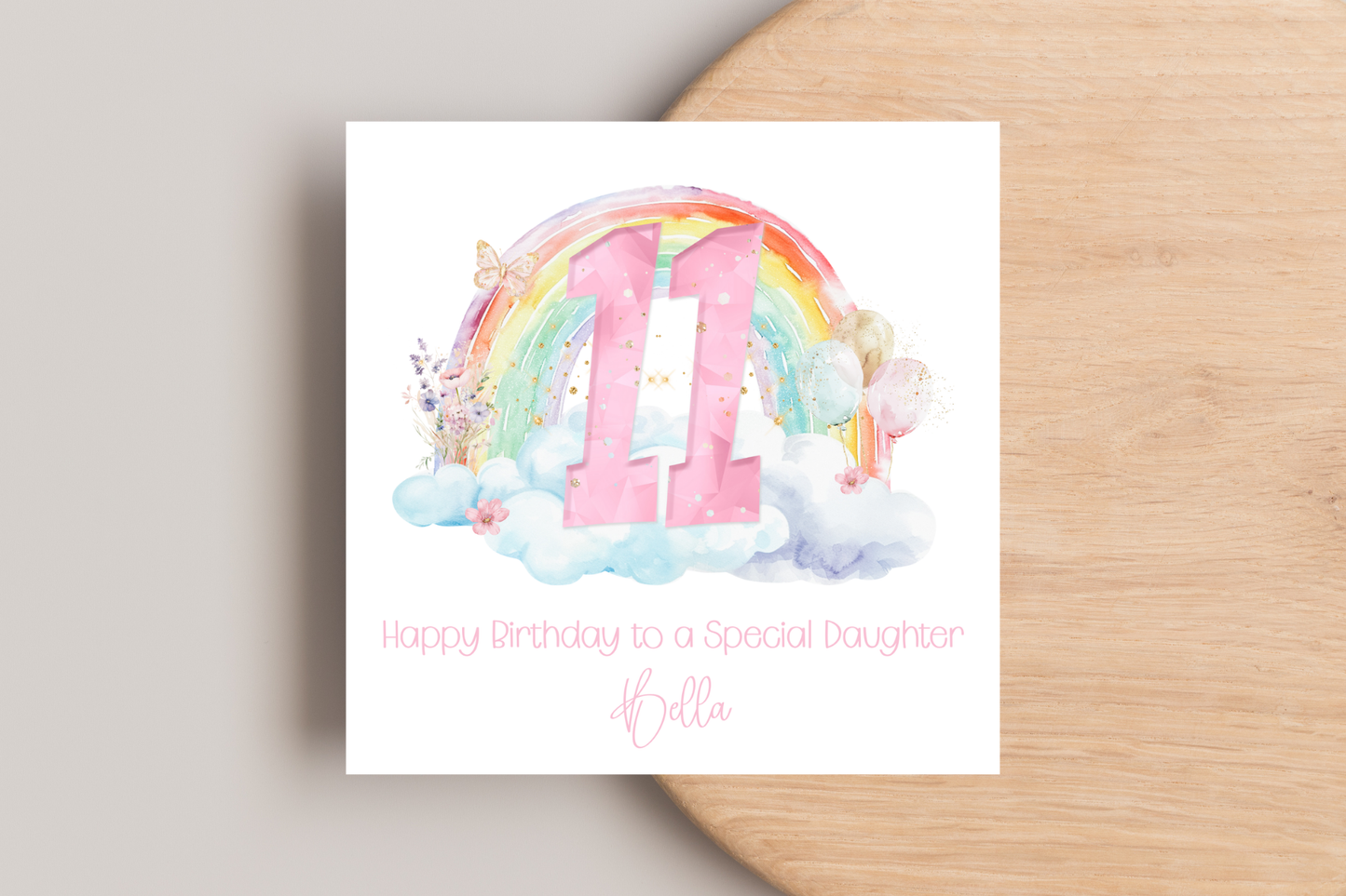 Personalised Girly Rainbow Birthday Card
