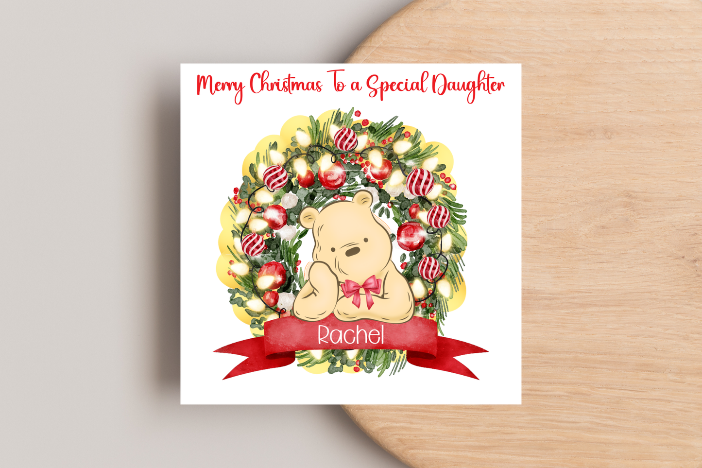 Personalised Pooh Bear Christmas Card