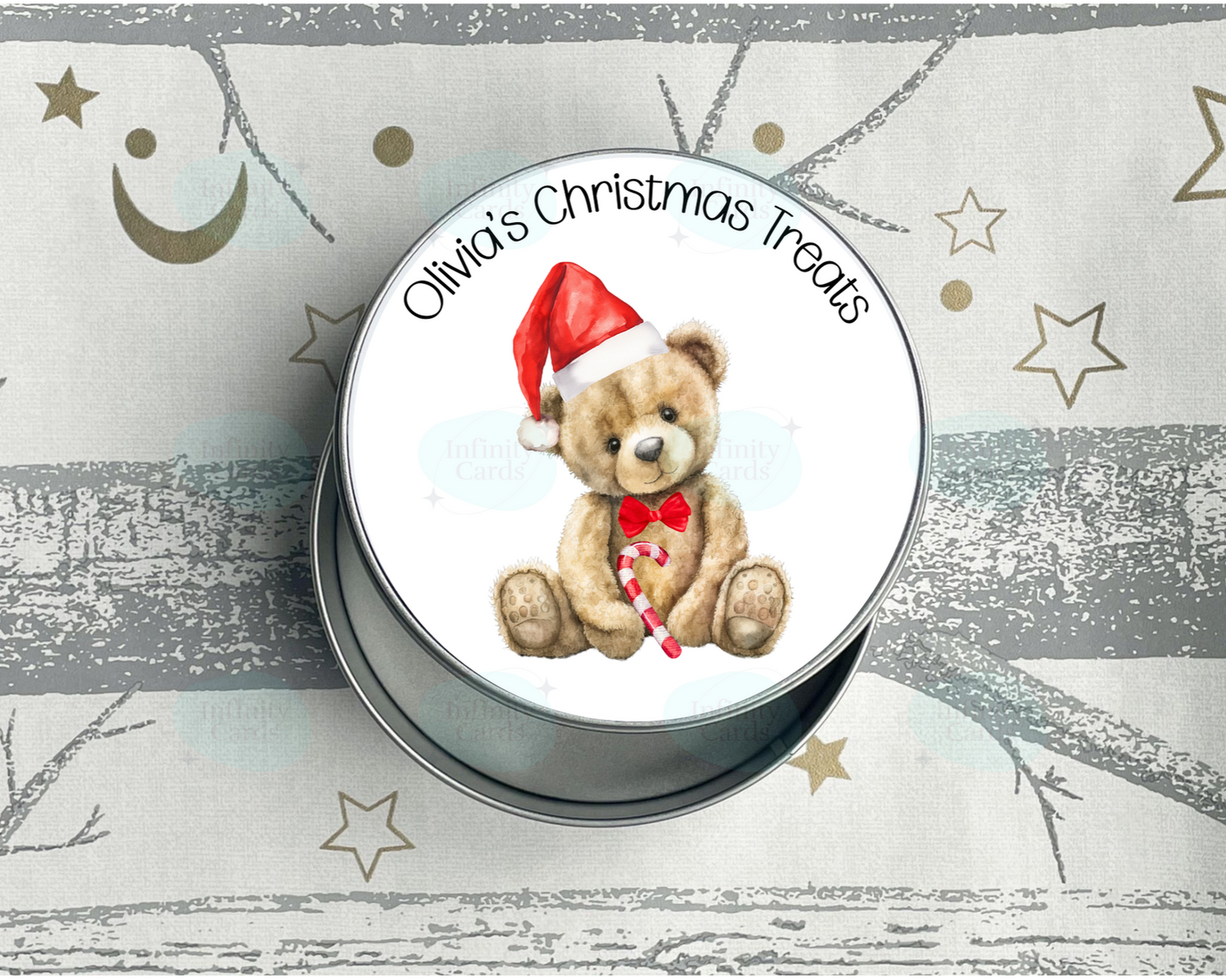 Personalised Teddy Bear Christmas Treats Tin