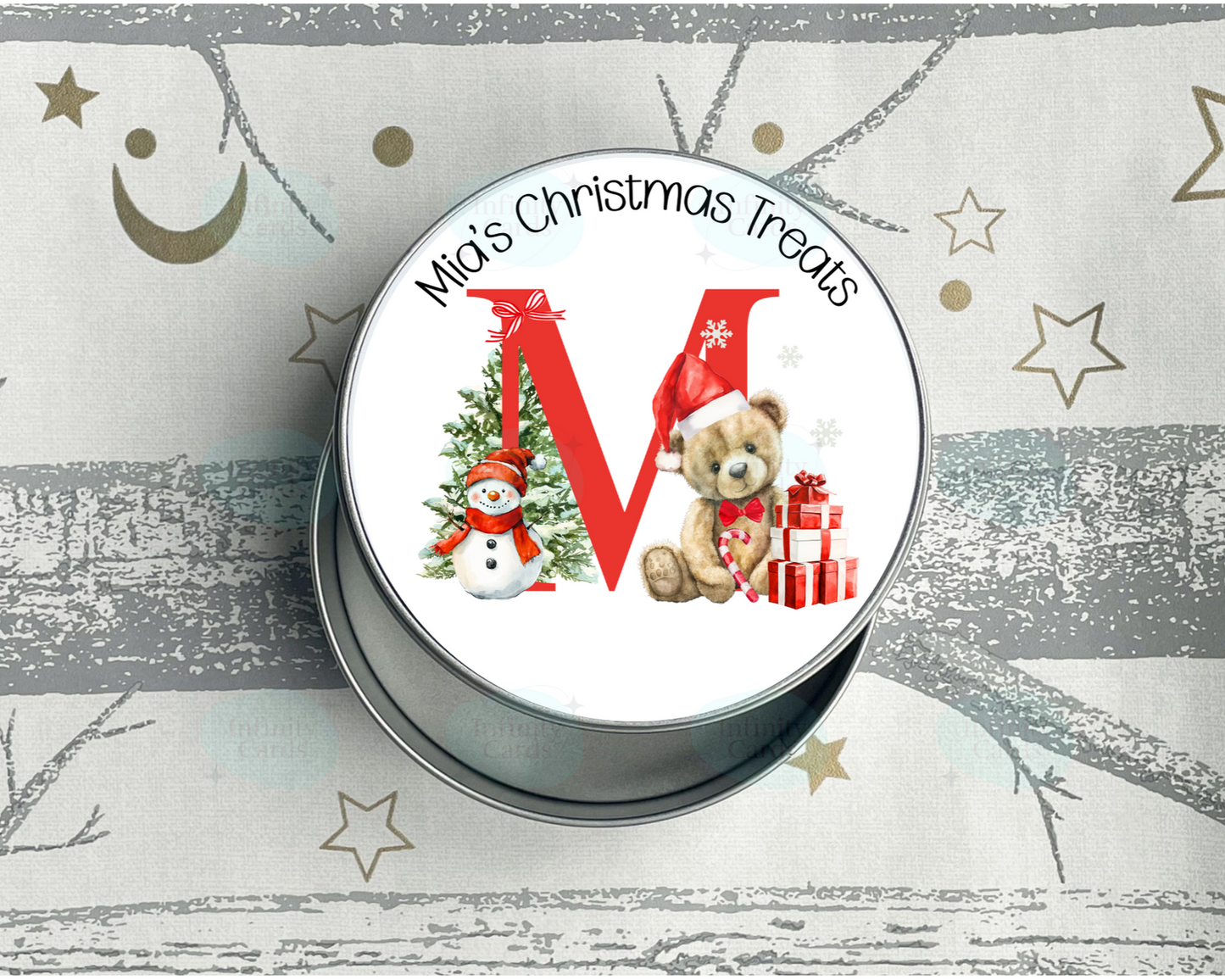 Personalised Teddy Bear Christmas Treats Tin