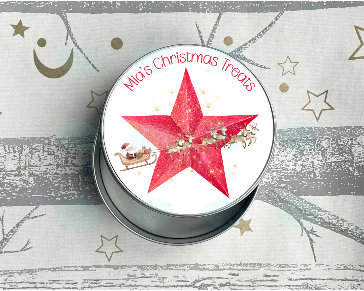 Personalised Star Christmas Treats Tin