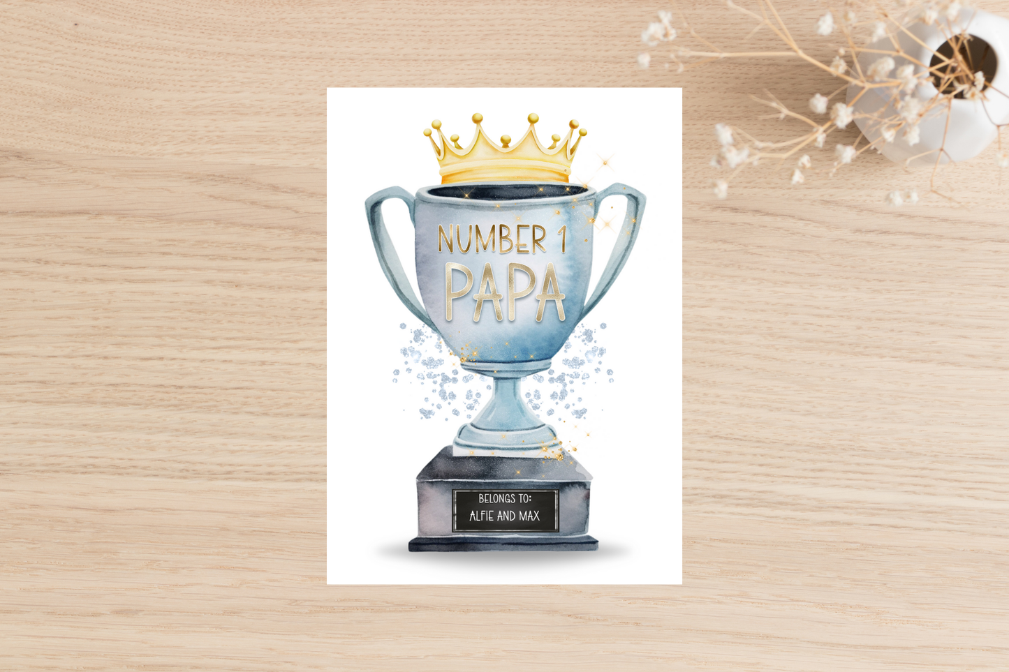 Personalised Number 1 Grandad / Pops / Papa Trophy Card