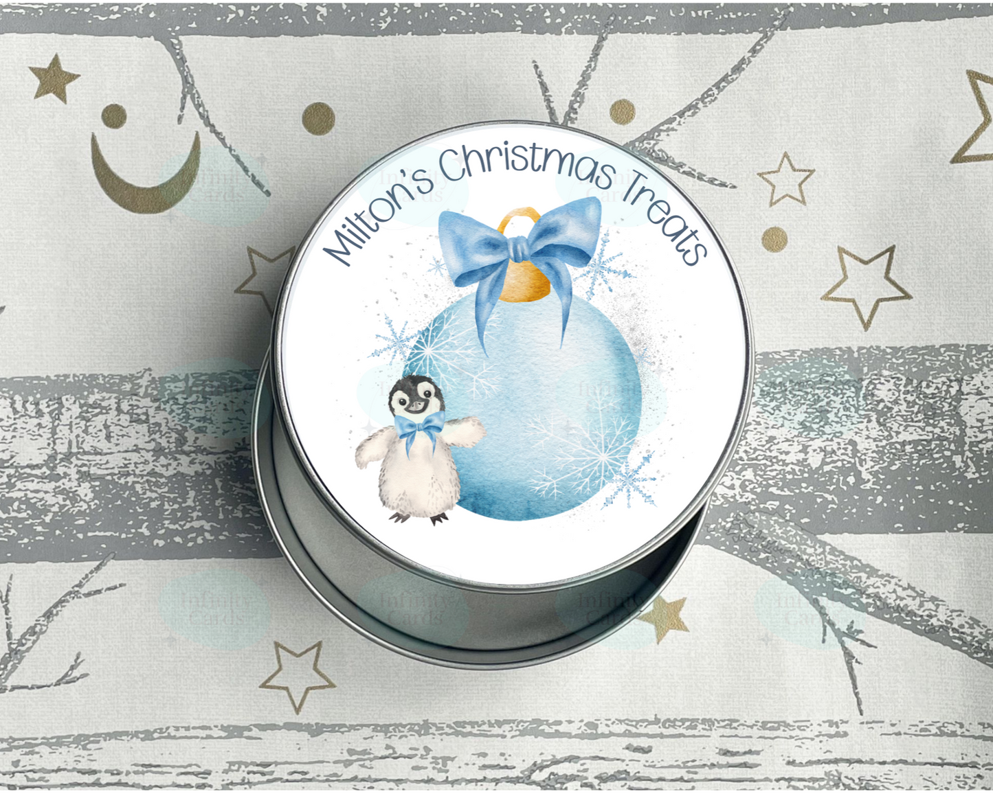 Personalised Penguin Christmas Treats Tin