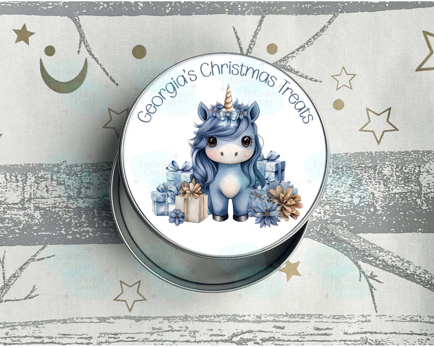 Personalised Unicorn Christmas Treat Tin