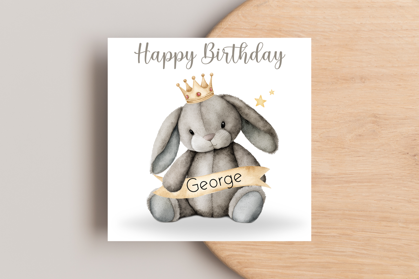 Personalised Royal Bunny Birthday Card
