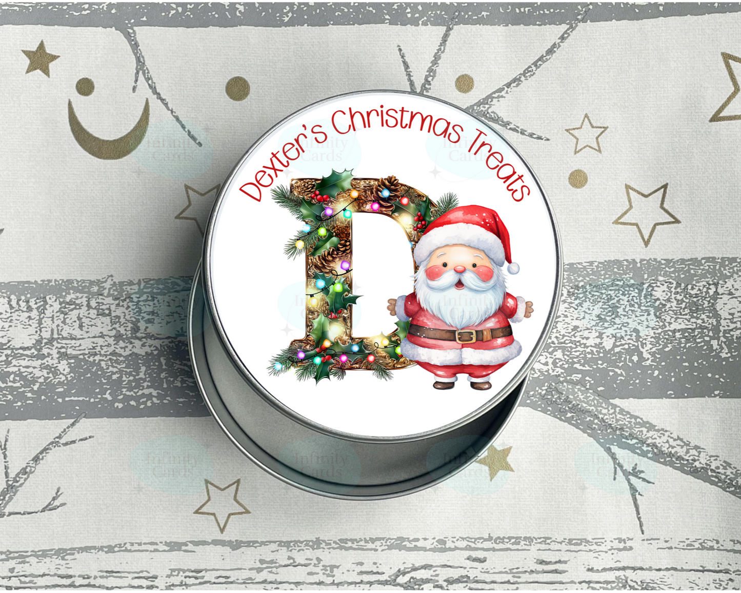 Personalised Santa Initial Christmas Treat Tin