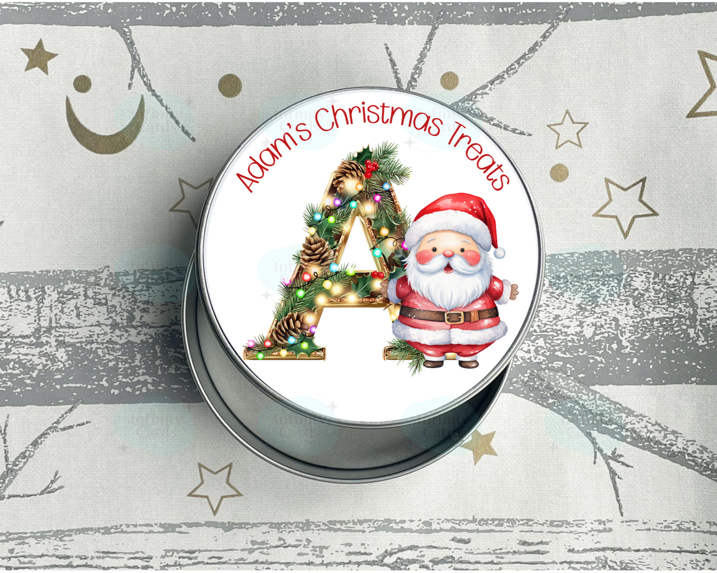 Personalised Santa Initial Christmas Treat Tin