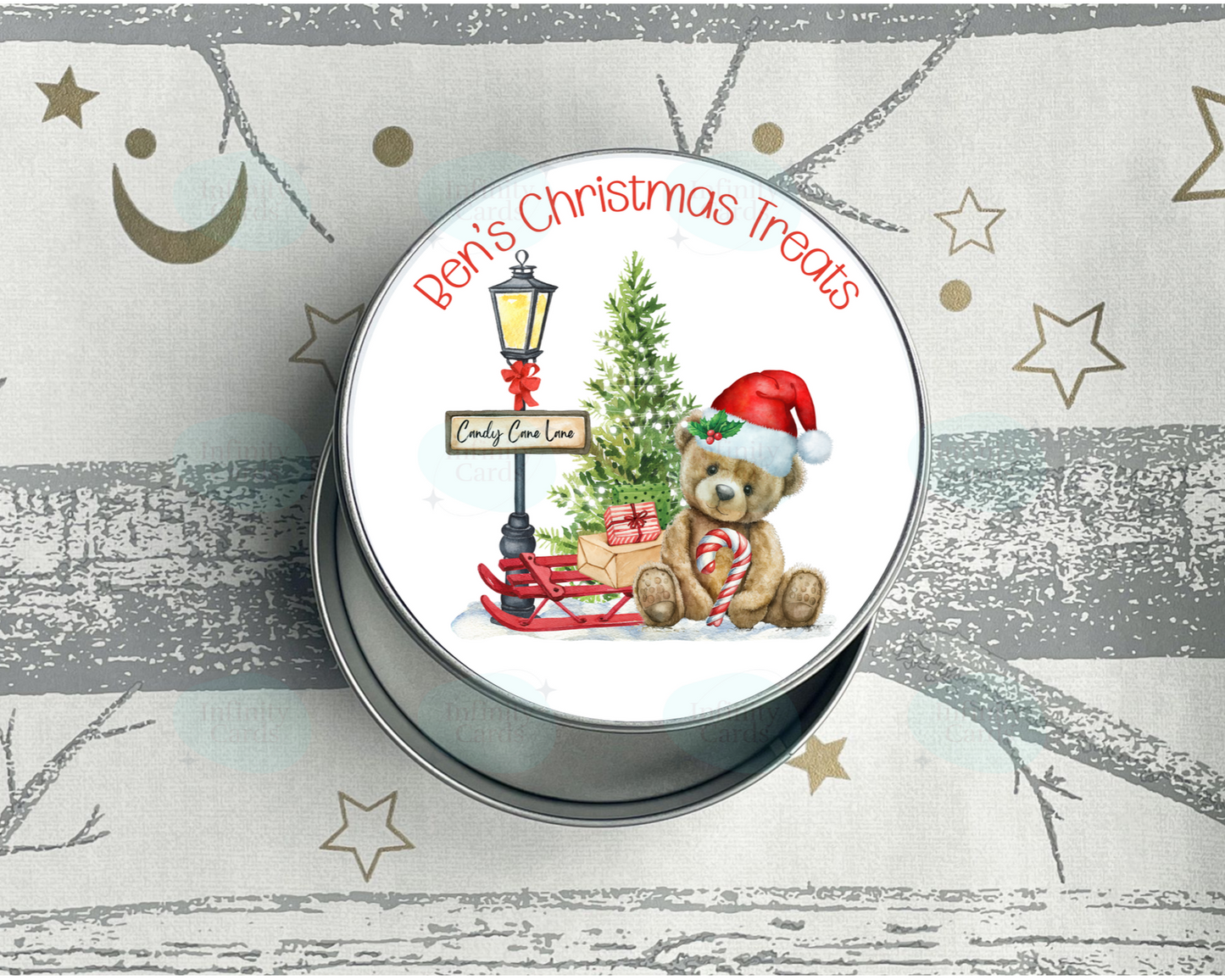 Personalised Teddy Bear Christmas Treats Tin
