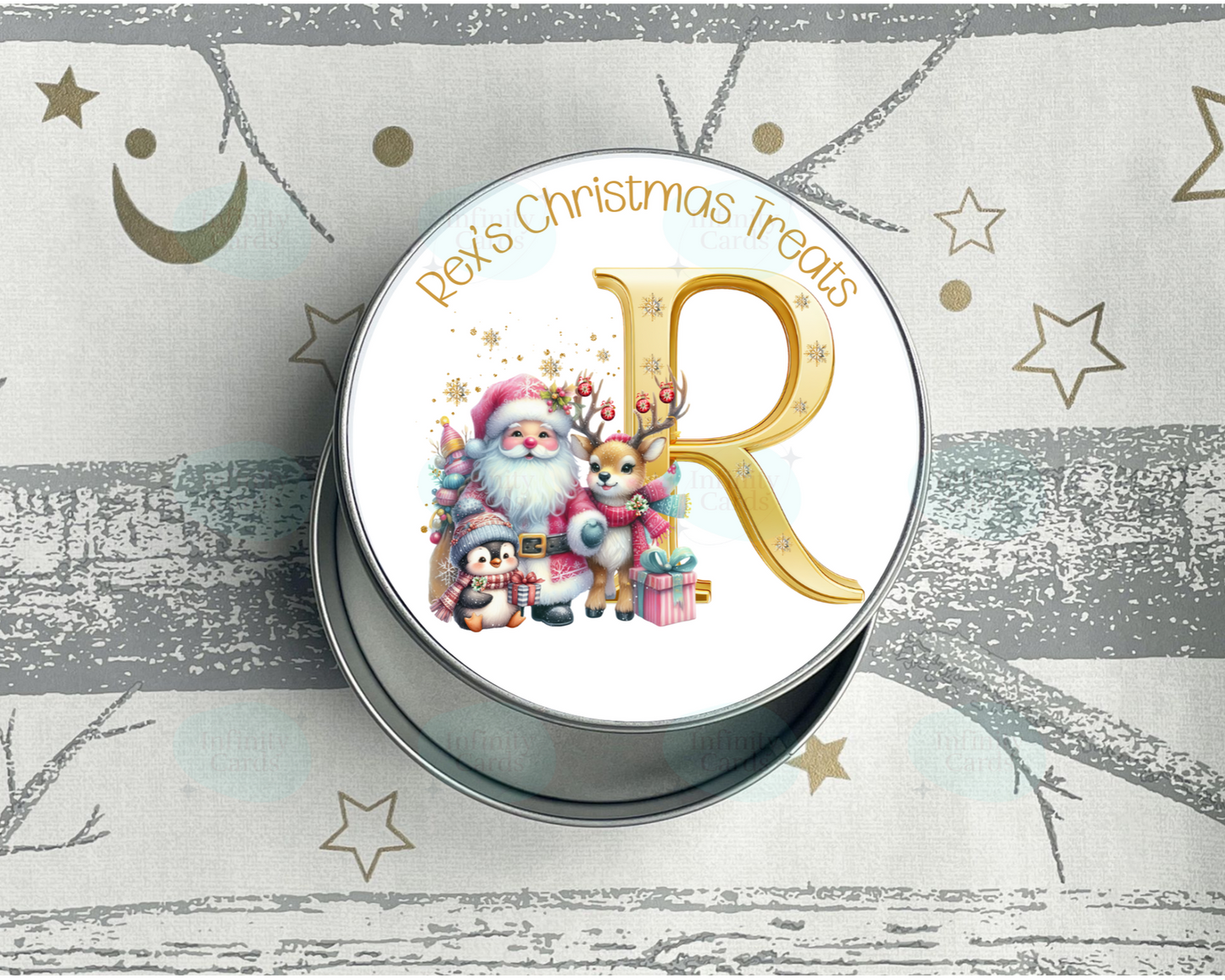 Personalised Santa Initial Christmas Treat Tin