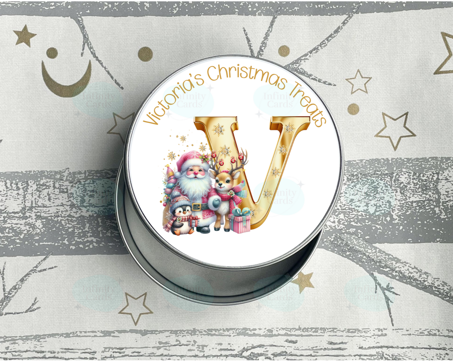 Personalised Santa Initial Christmas Treat Tin