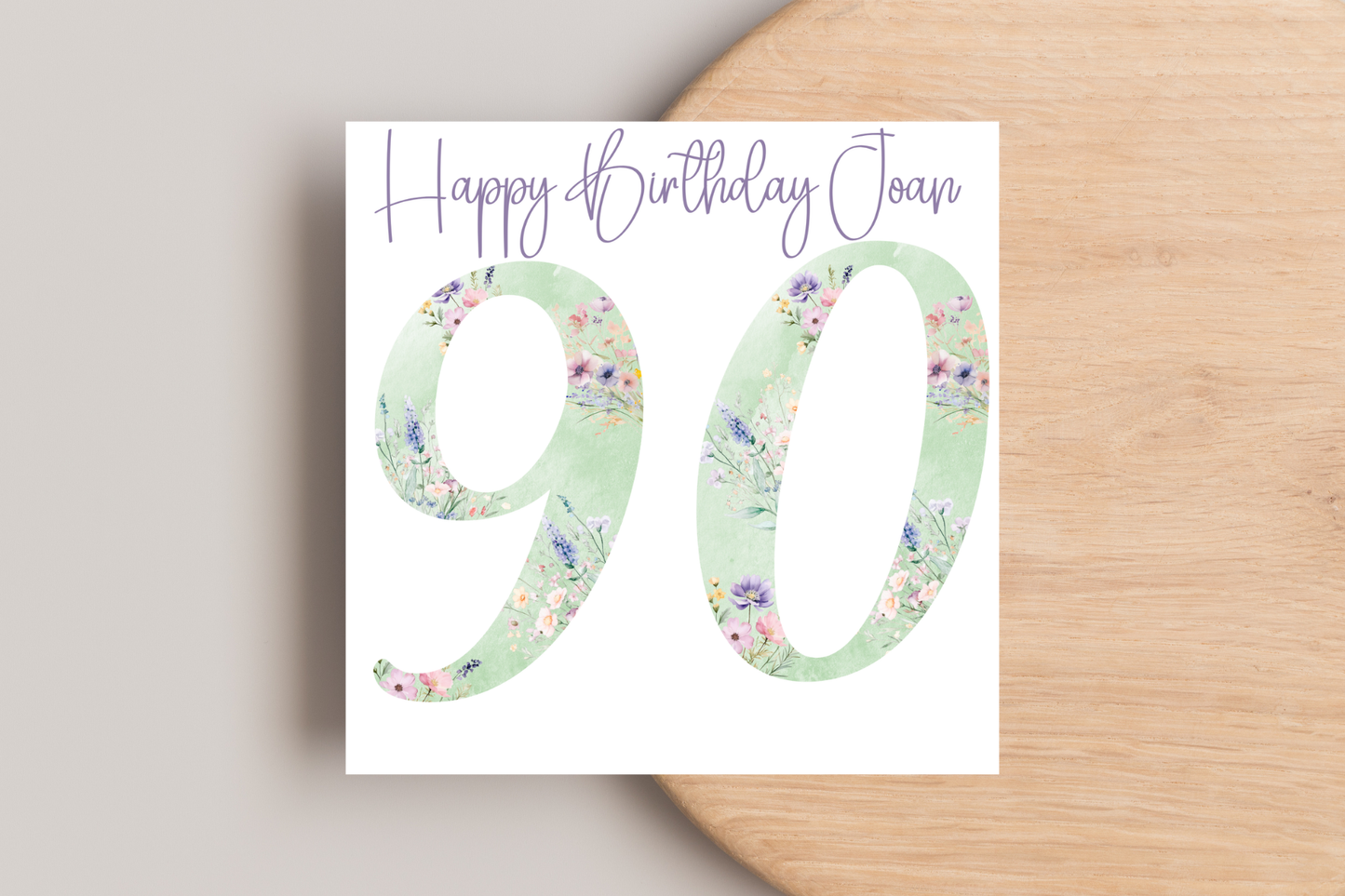 Personalised Green Floral Numbered Birthday Card