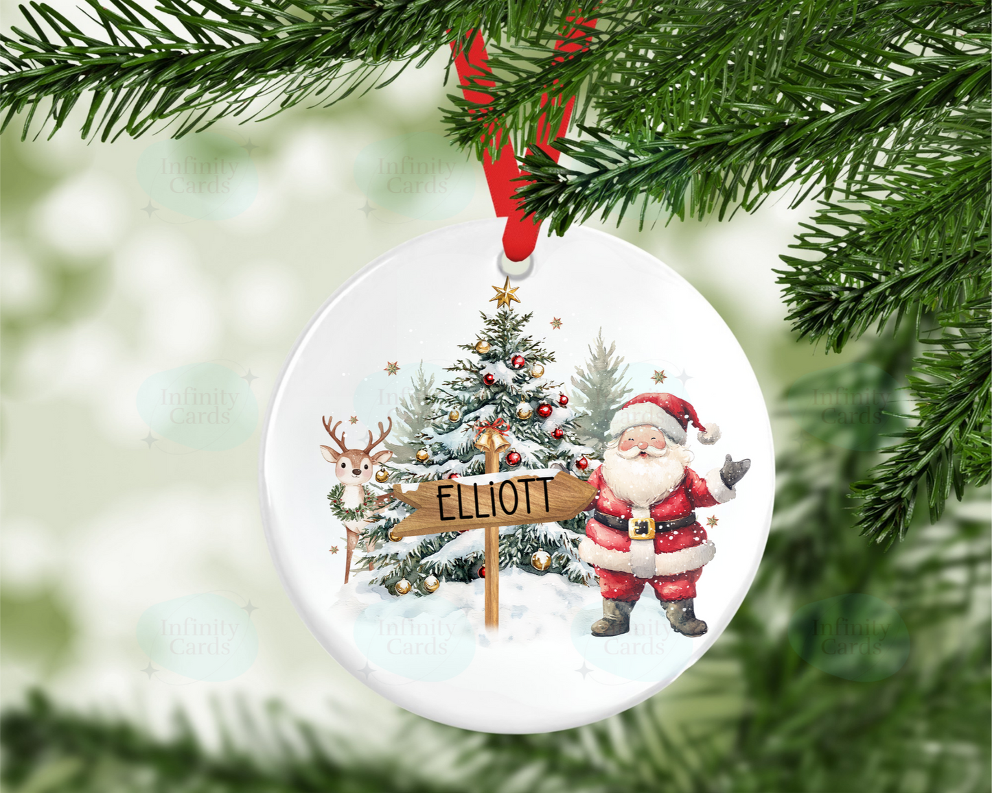 Personalised Santa Sign Post Family Christmas Tree Decoration