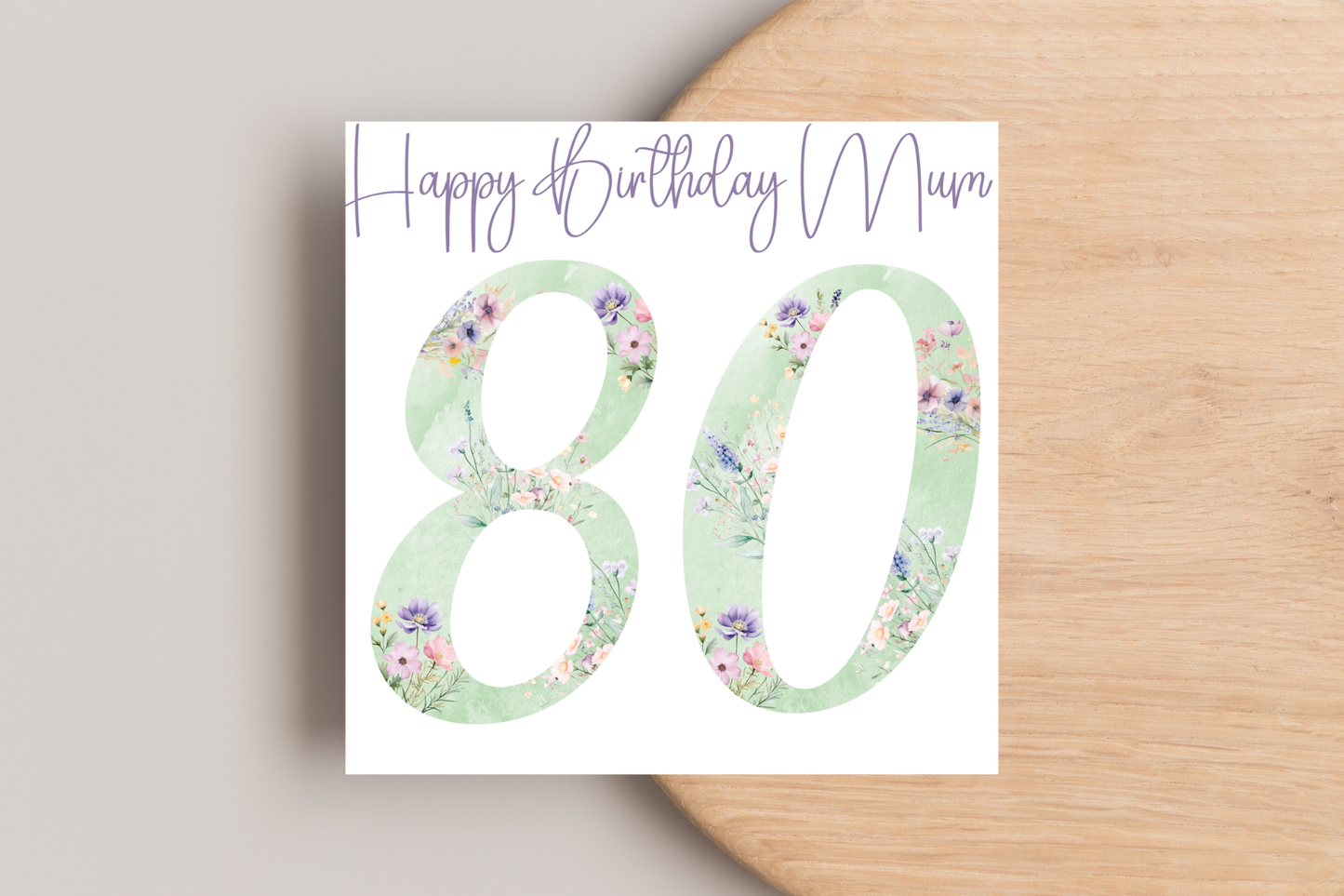 Personalised Green Floral Numbered Birthday Card