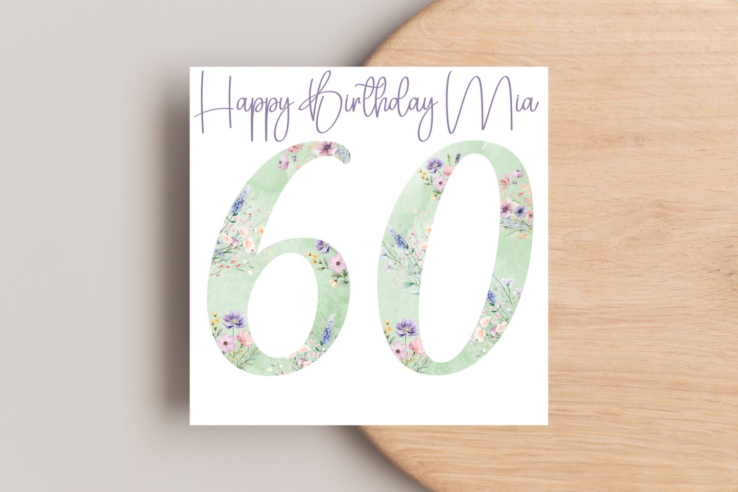 Personalised Green Floral Numbered Birthday Card