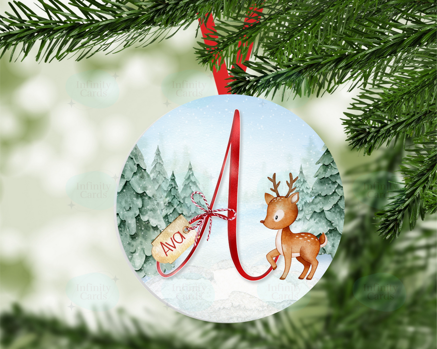 Personalised Reindeer Initial Christmas Tree Decoration