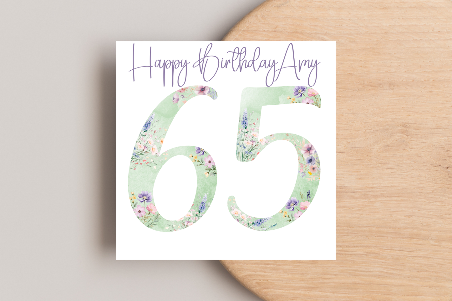 Personalised Green Floral Numbered Birthday Card