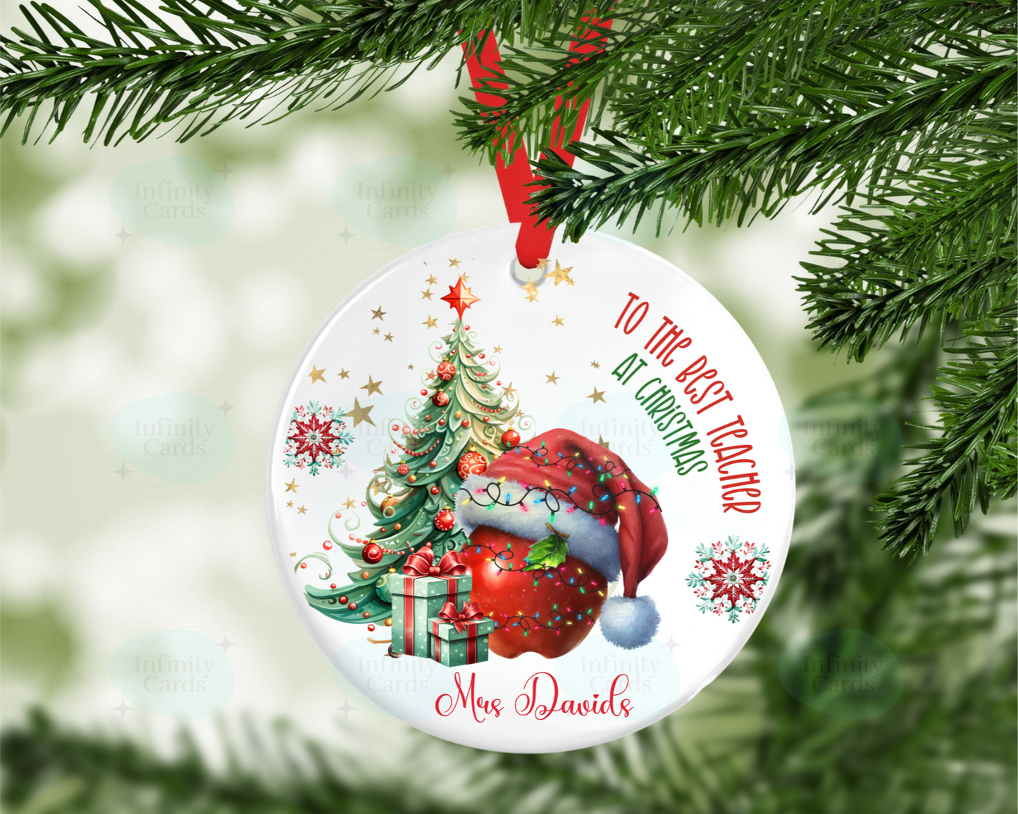Personalised To The Best Teacher at Christmas Tree Decoration