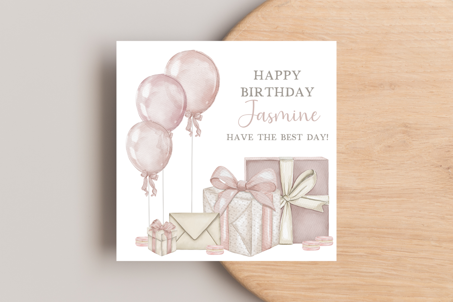 Personalised Balloons and Presents Birthday Card