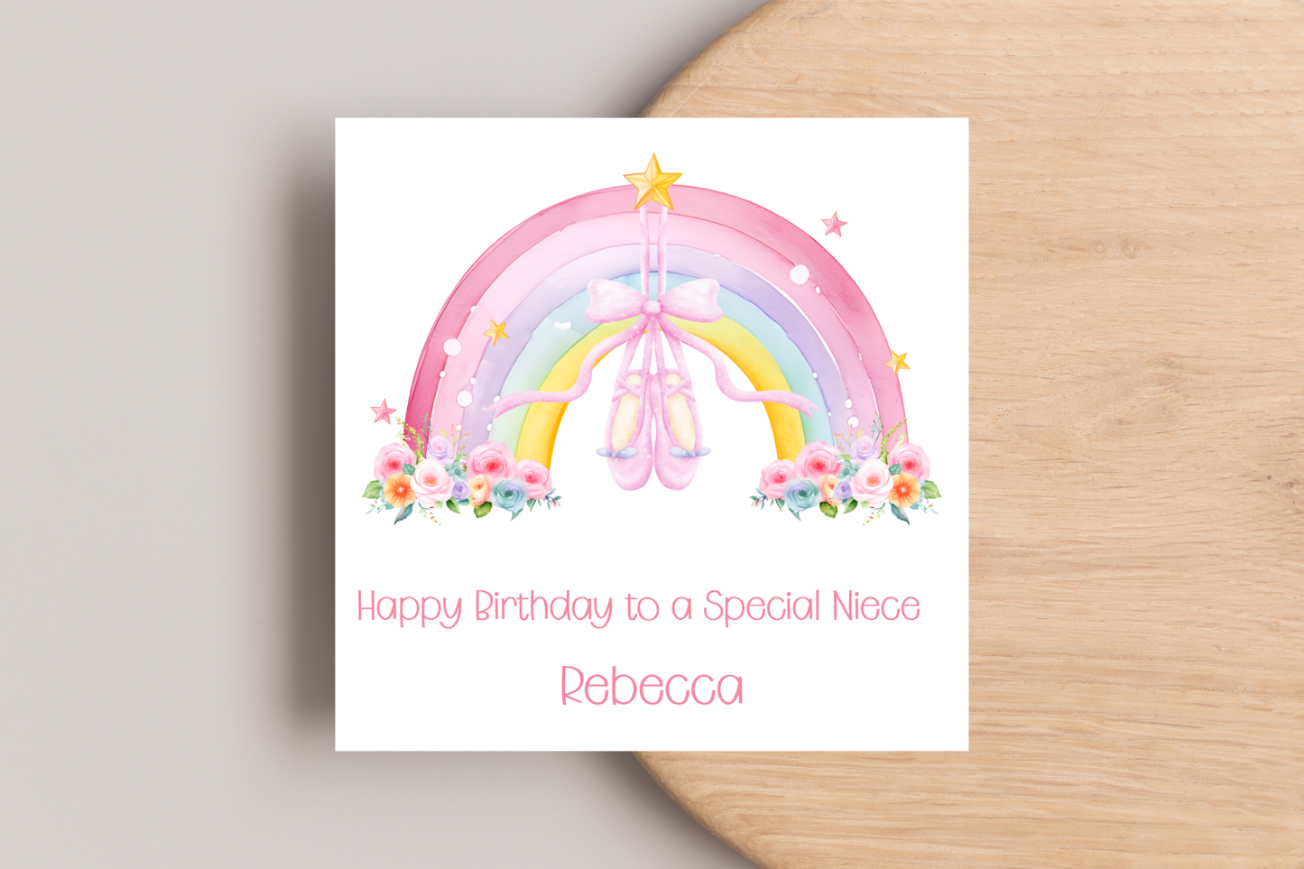 Personalised Ballet Rainbow Birthday card