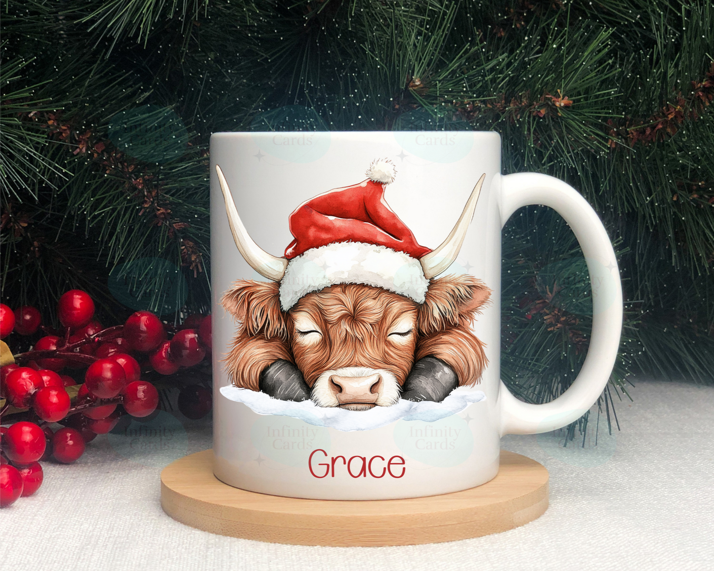 Personalised Highland Cow Christmas Mug
