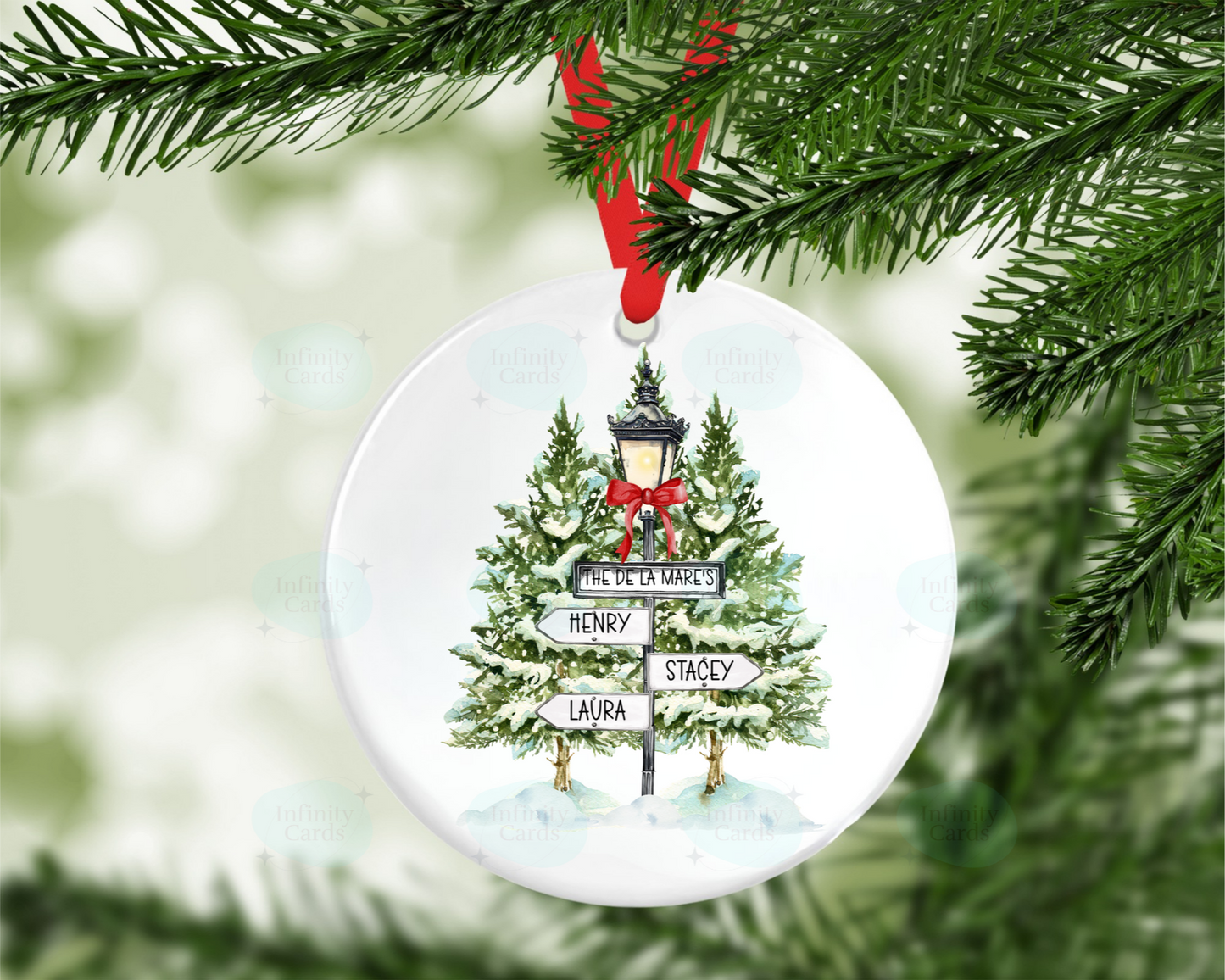 Personalised Winter Sign Post Family Christmas Tree Decoration