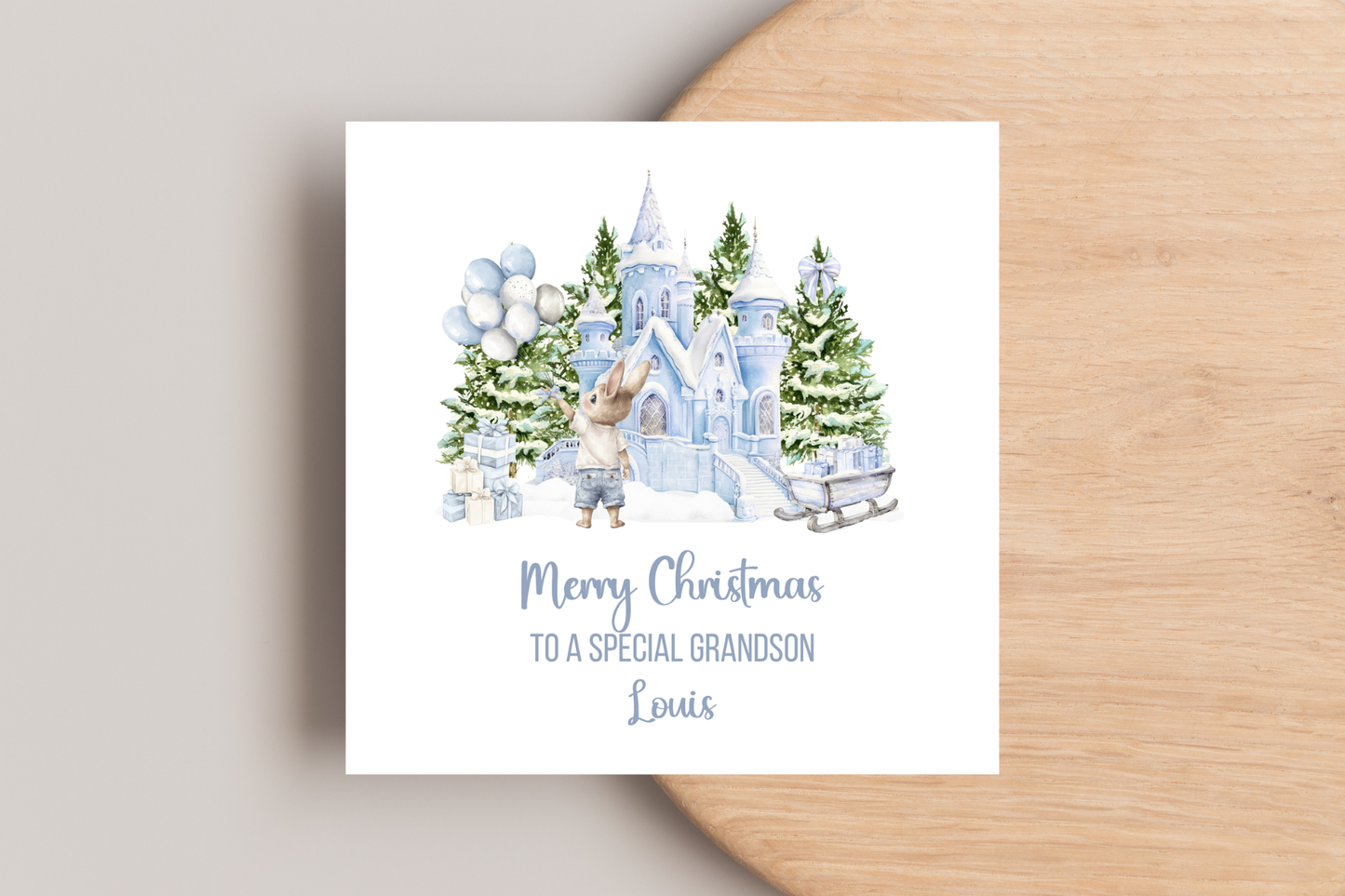 Personalised Winter Bunny Christmas card