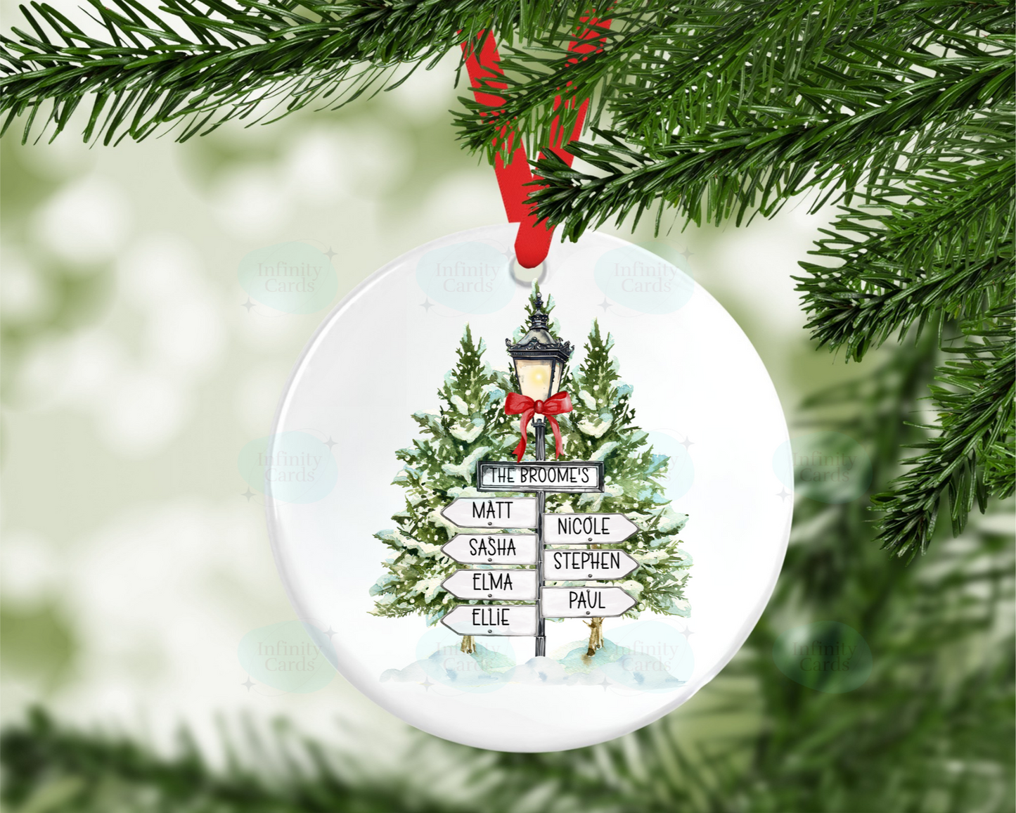 Personalised Winter Sign Post Family Christmas Tree Decoration