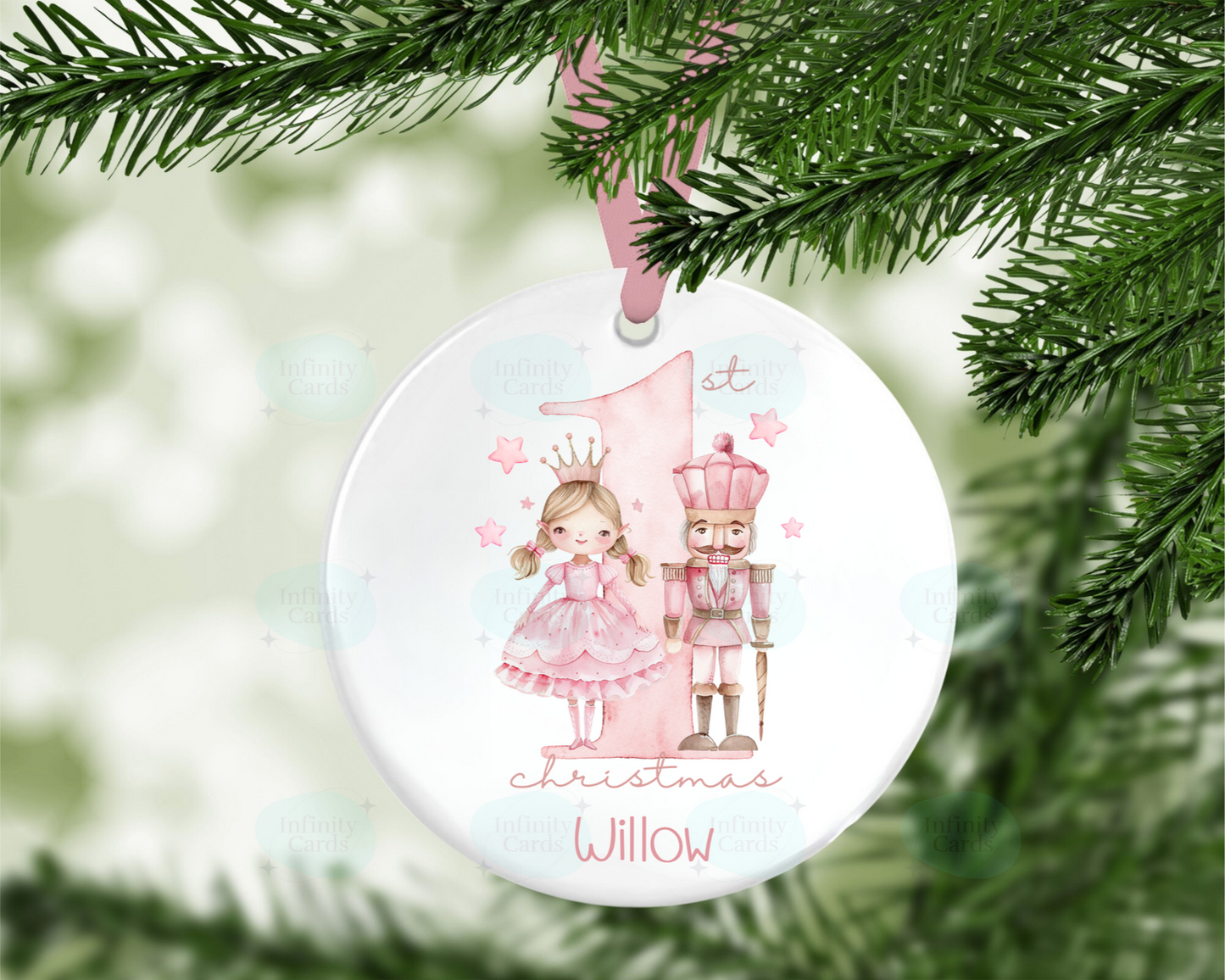 Personalised Ballerina or Nutcracker 1st Christmas Bauble