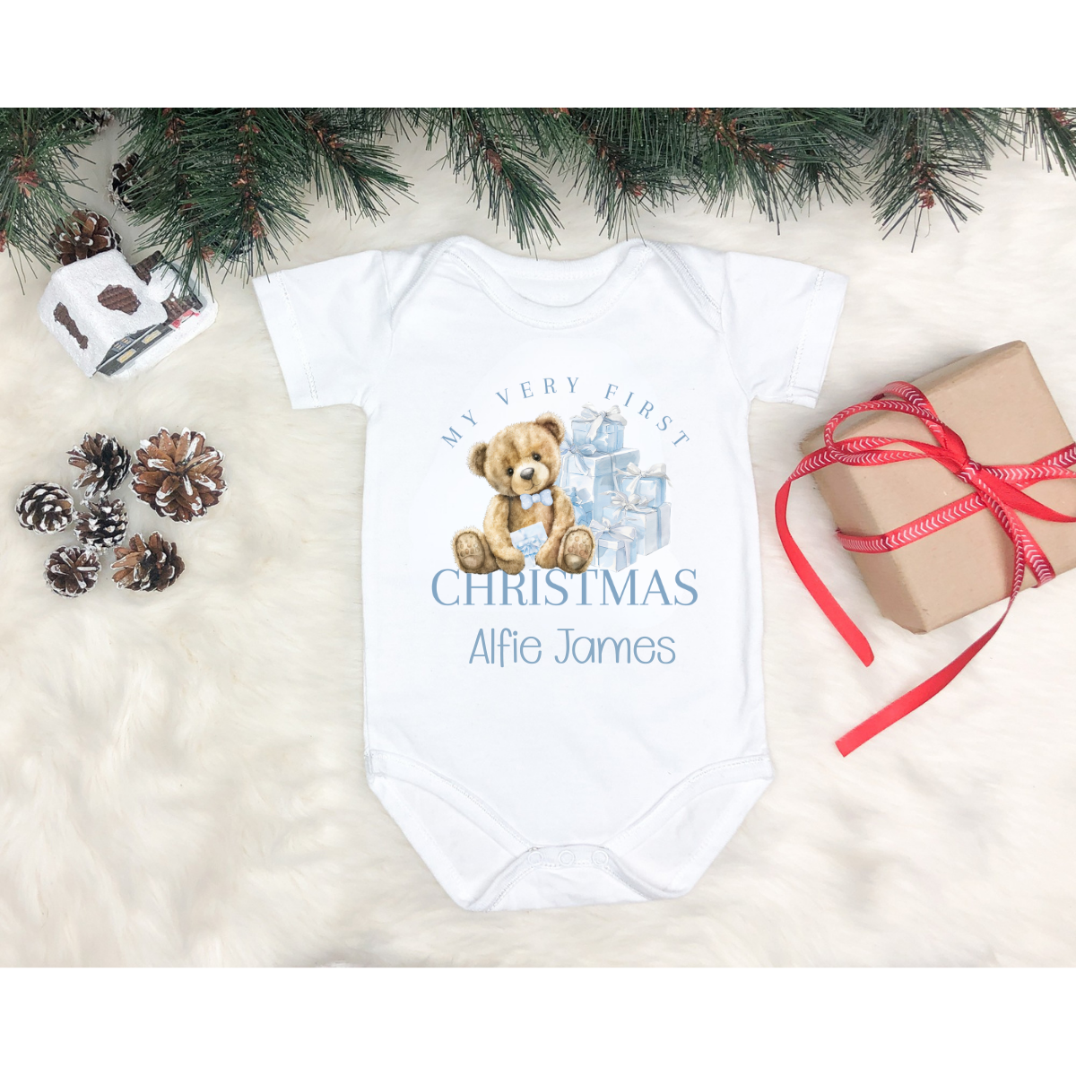 Personalised 1st Christmas Teddy Bear Vest