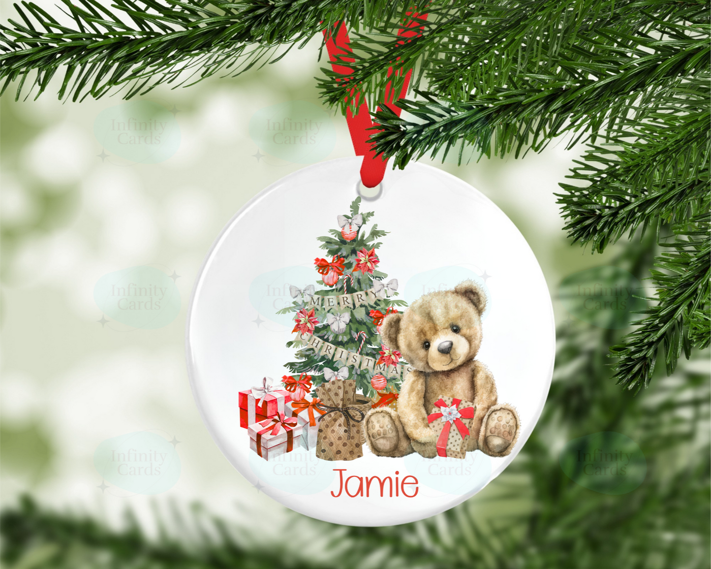 Personalised Teddy Christmas Tree Decoration