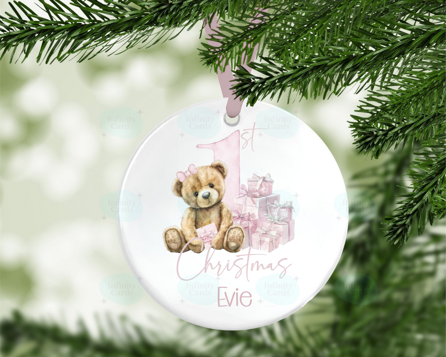 Personalised Teddy Bear 1st Christmas Bauble