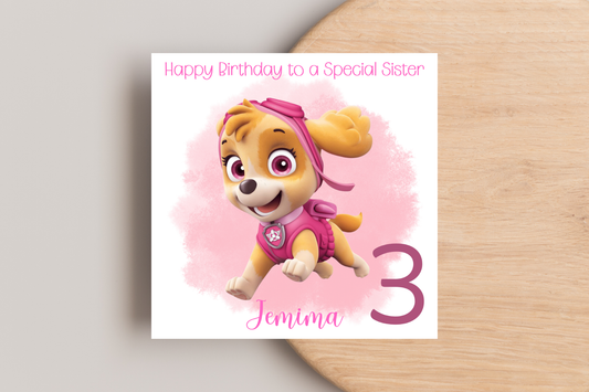 Personalised Paw Patrol Skye Birthday Card