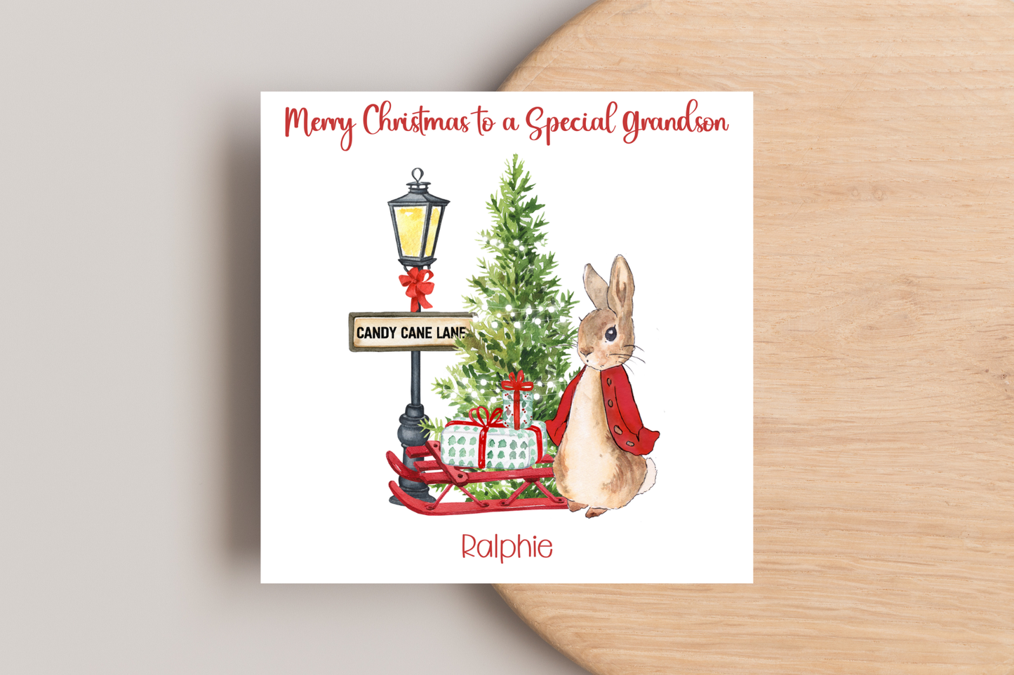 Peter Rabbit Christmas Card- Personalised