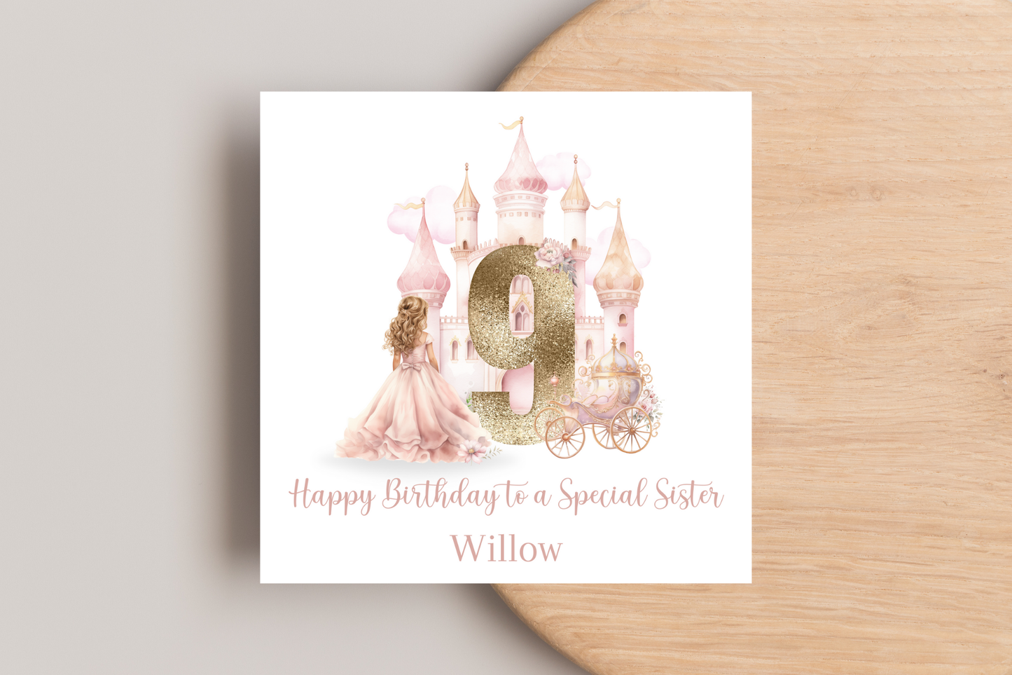 Personalised Princess Numbered Birthday Card