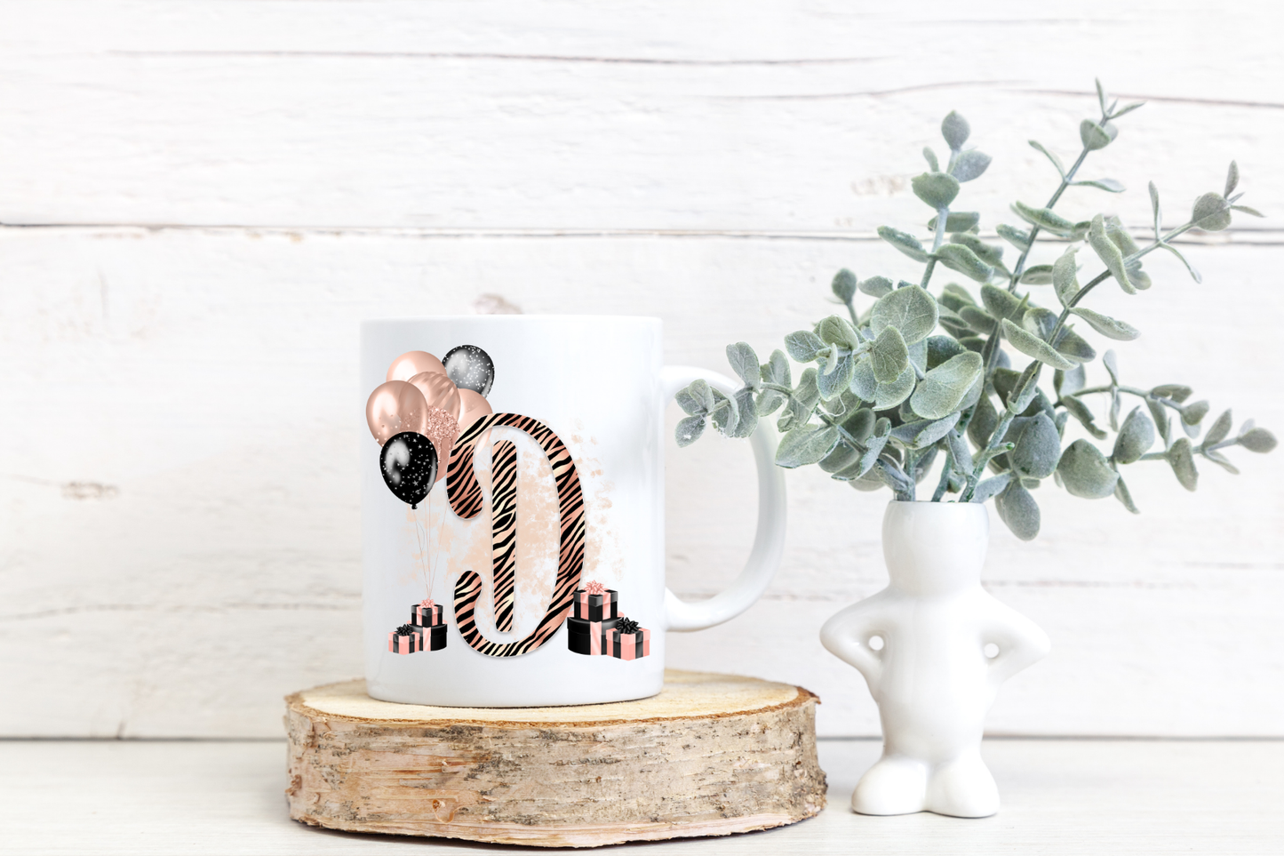 Personalised Initial Rose gold Birthday Mug