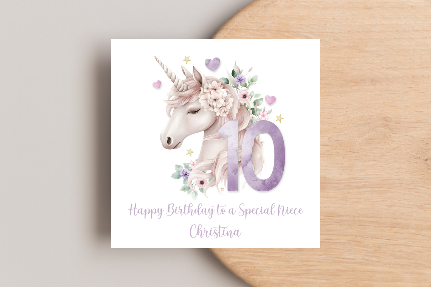 Personalised Pastel Unicorn Number Birthday Card